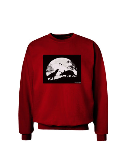 T-Rex and Triceratops Silhouettes Design Adult Dark Sweatshirt by TooLoud-Sweatshirts-TooLoud-Deep-Red-Small-Davson Sales