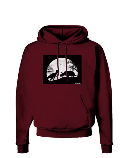 T-Rex and Triceratops Silhouettes Design Dark Hoodie Sweatshirt by TooLoud-Hoodie-TooLoud-Maroon-Small-Davson Sales