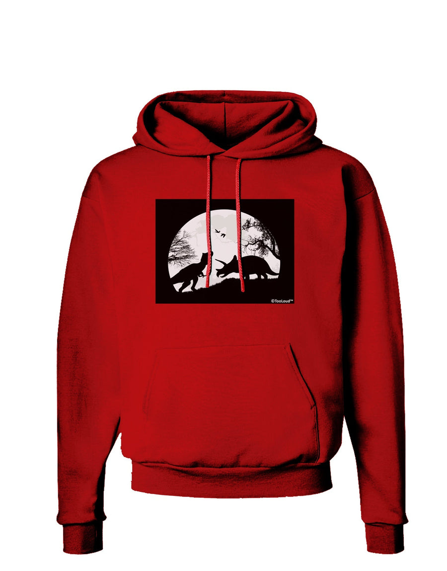 T-Rex and Triceratops Silhouettes Design Dark Hoodie Sweatshirt by TooLoud-Hoodie-TooLoud-Black-Small-Davson Sales