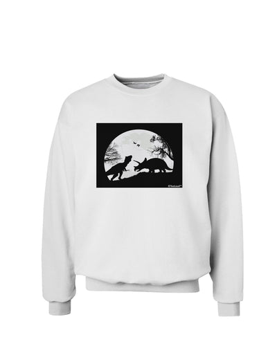 T-Rex and Triceratops Silhouettes Design Sweatshirt by TooLoud-Sweatshirts-TooLoud-White-Small-Davson Sales