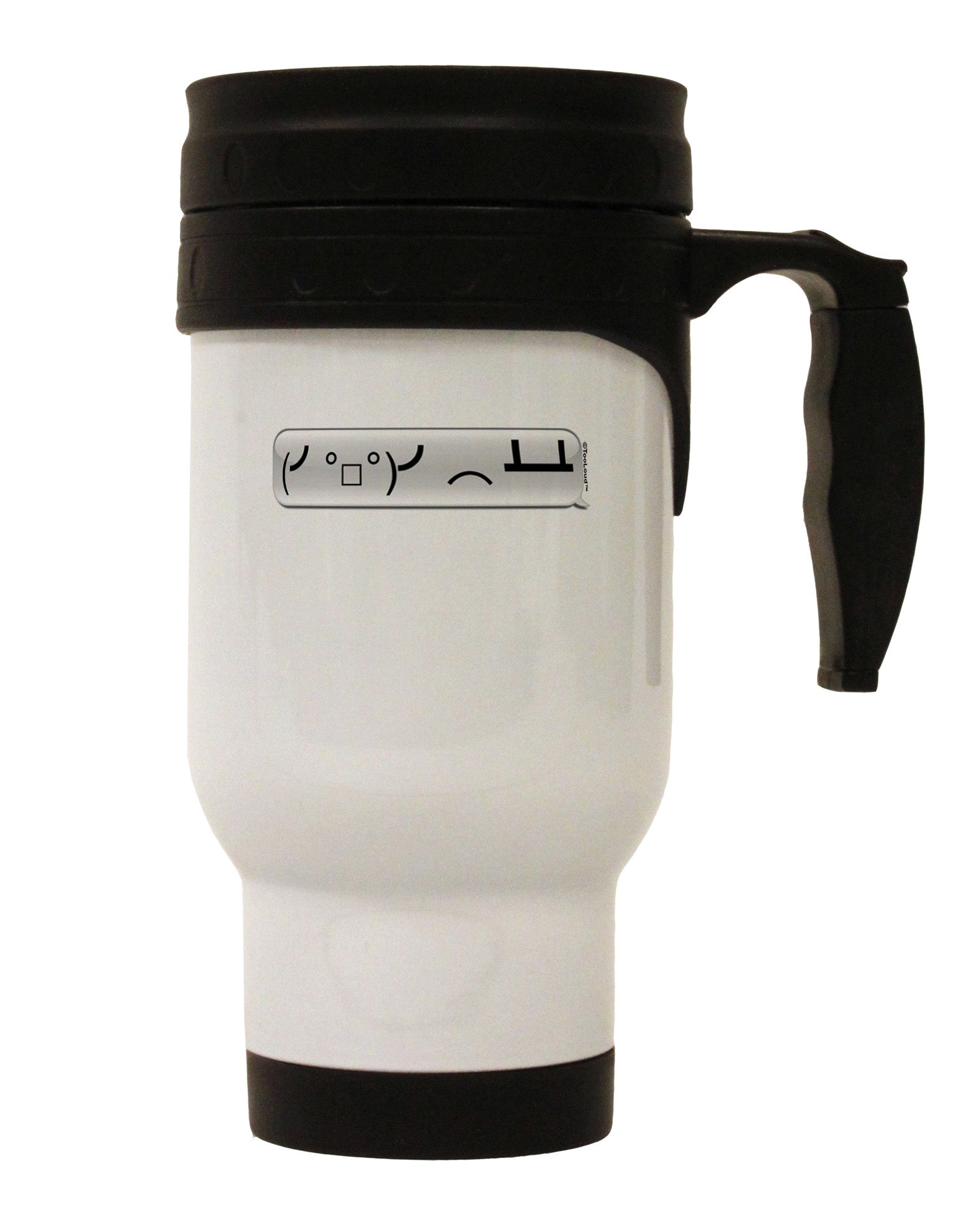 Table Flip Text Bubble Stainless Steel 14oz Travel Mug-Travel Mugs-TooLoud-White-Davson Sales