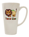 Taco Lion Text Conical Latte Coffee Mug - Perfect for the Cute and Quirky Coffee Lover - TooLoud-Conical Latte Mug-TooLoud-White-Davson Sales