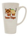 Taco Tiger Text 16 oz Conical Latte Coffee Mug - Perfect for the Discerning Drinkware Enthusiast-Conical Latte Mug-TooLoud-White-Davson Sales