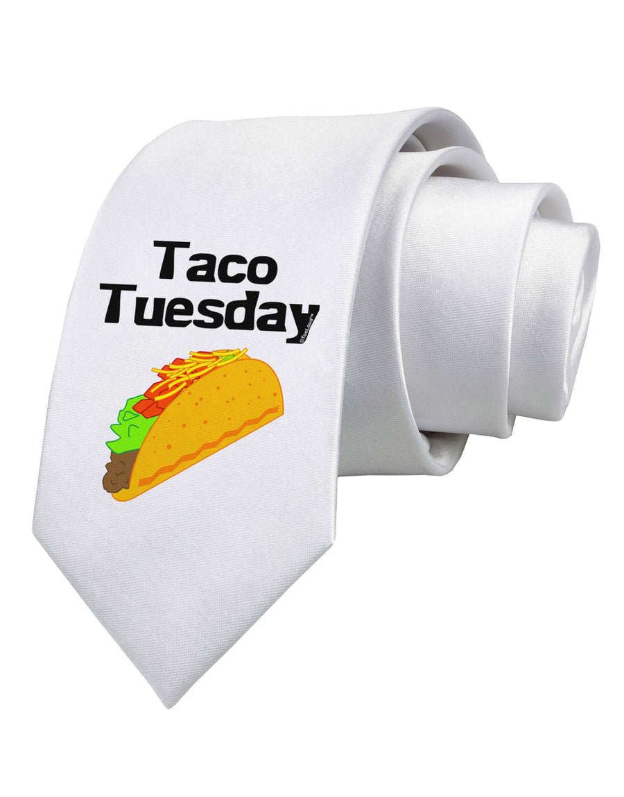 Taco Tuesday Design Printed White Necktie by TooLoud