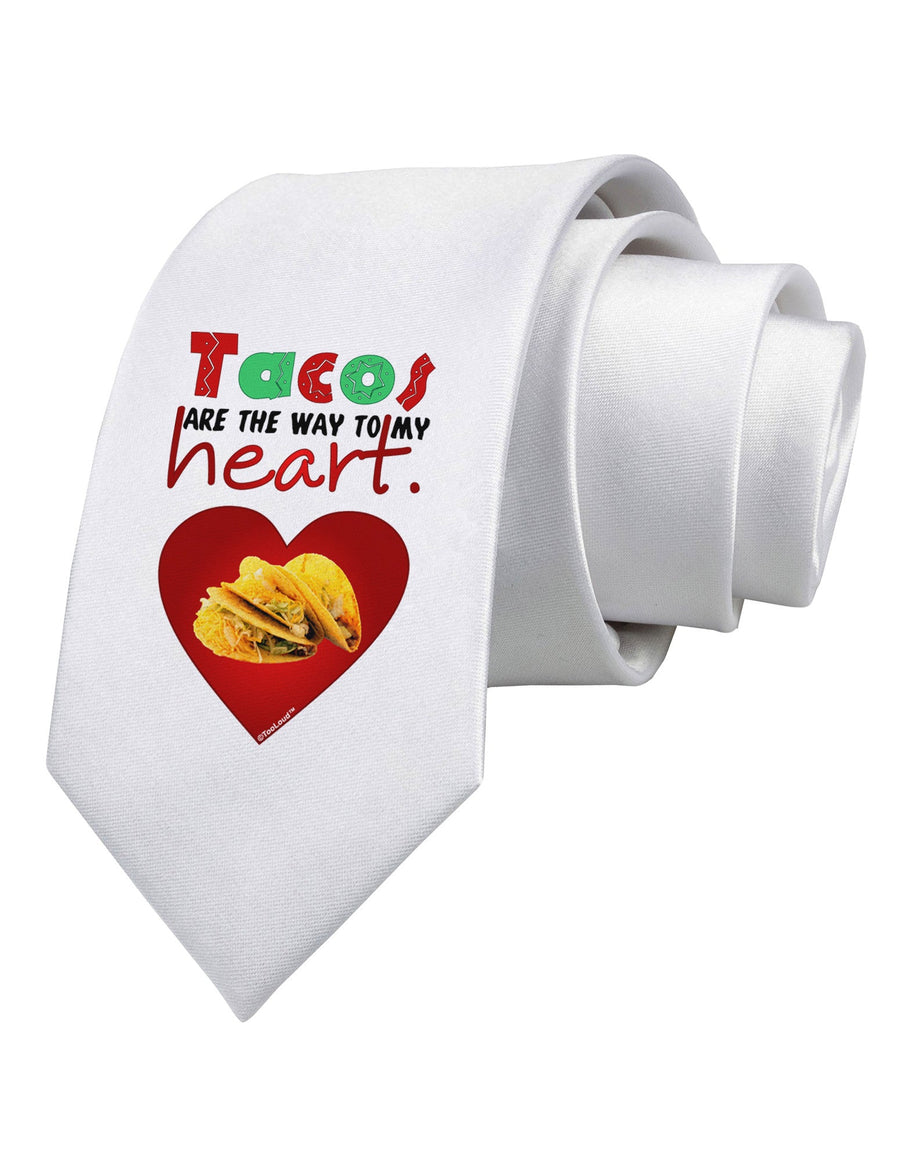 Tacos Are the Way To My Heart Printed White Necktie