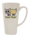 Tacos Rule Taco Cat Design 16 Ounce Conical Latte Coffee Mug by TooLoud-Conical Latte Mug-TooLoud-White-Davson Sales