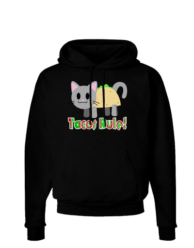 Tacos Rule Taco Cat Design Dark Hoodie Sweatshirt by TooLoud-Hoodie-TooLoud-Black-Small-Davson Sales