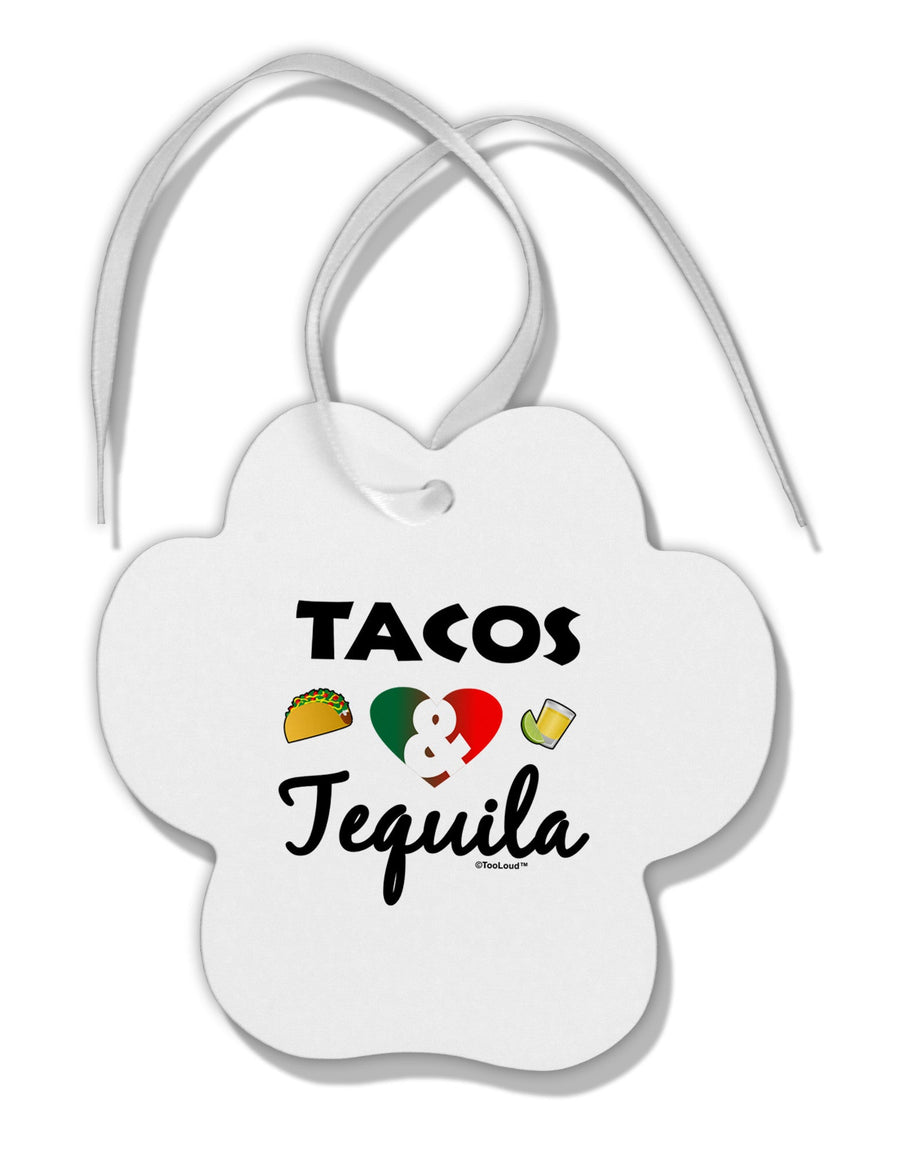 Tacos & Tequila Paw Print Shaped Ornament-Ornament-TooLoud-White-Davson Sales