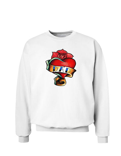 Tattoo Heart Dad Sweatshirt-Sweatshirts-TooLoud-White-Small-Davson Sales