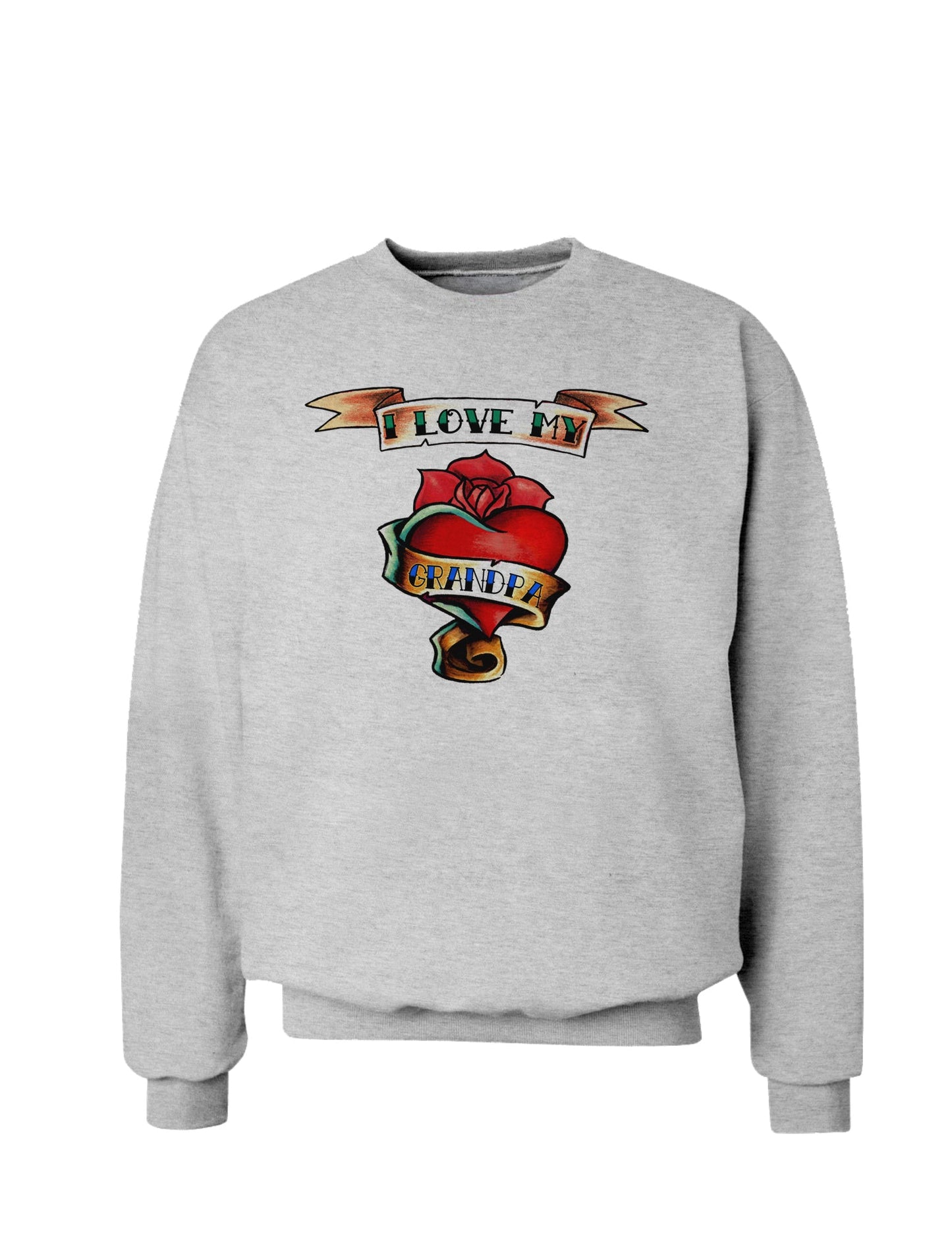 Tattoo Heart I Love My Grandpa Sweatshirt-Sweatshirts-TooLoud-AshGray-Small-Davson Sales