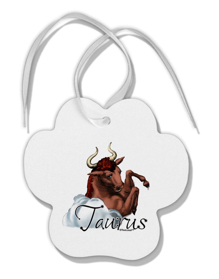 Taurus Color Illustration Paw Print Shaped Ornament-Ornament-TooLoud-White-Davson Sales