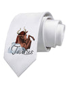 Taurus Color Illustration Printed White Necktie