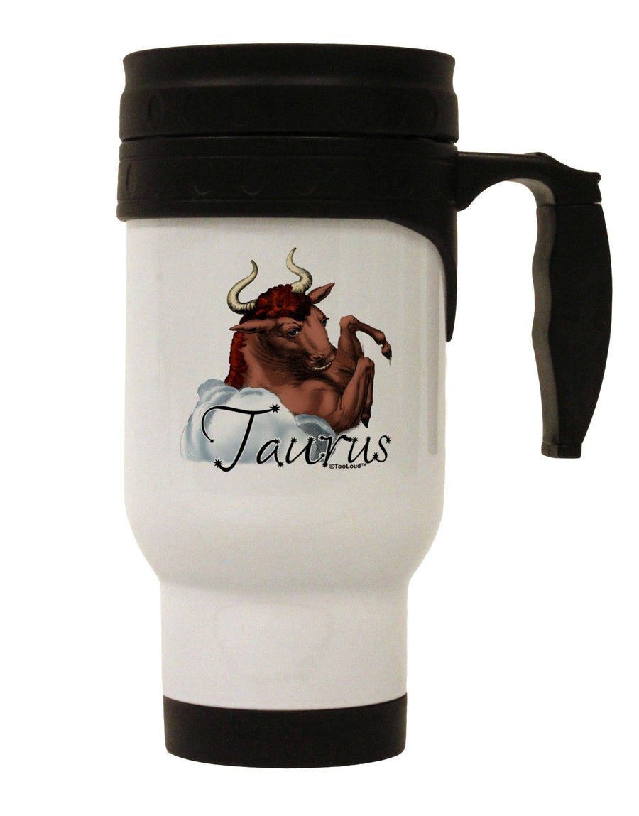 Taurus Color Illustration Stainless Steel 14oz Travel Mug-Travel Mugs-TooLoud-White-Davson Sales