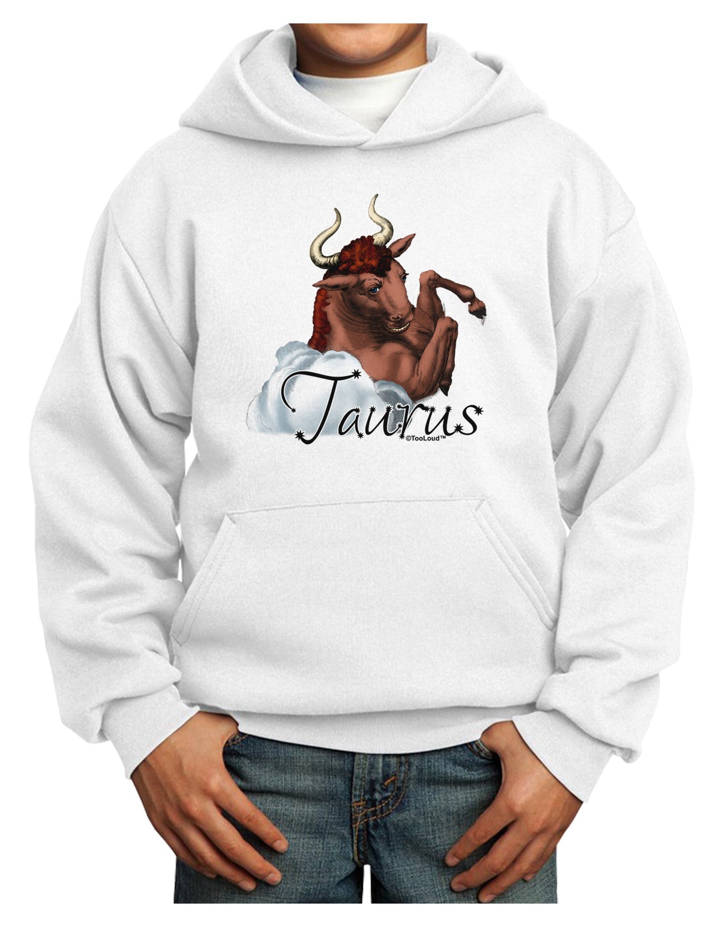 Taurus Color Illustration Youth Hoodie Pullover Sweatshirt-Youth Hoodie-TooLoud-White-XS-Davson Sales