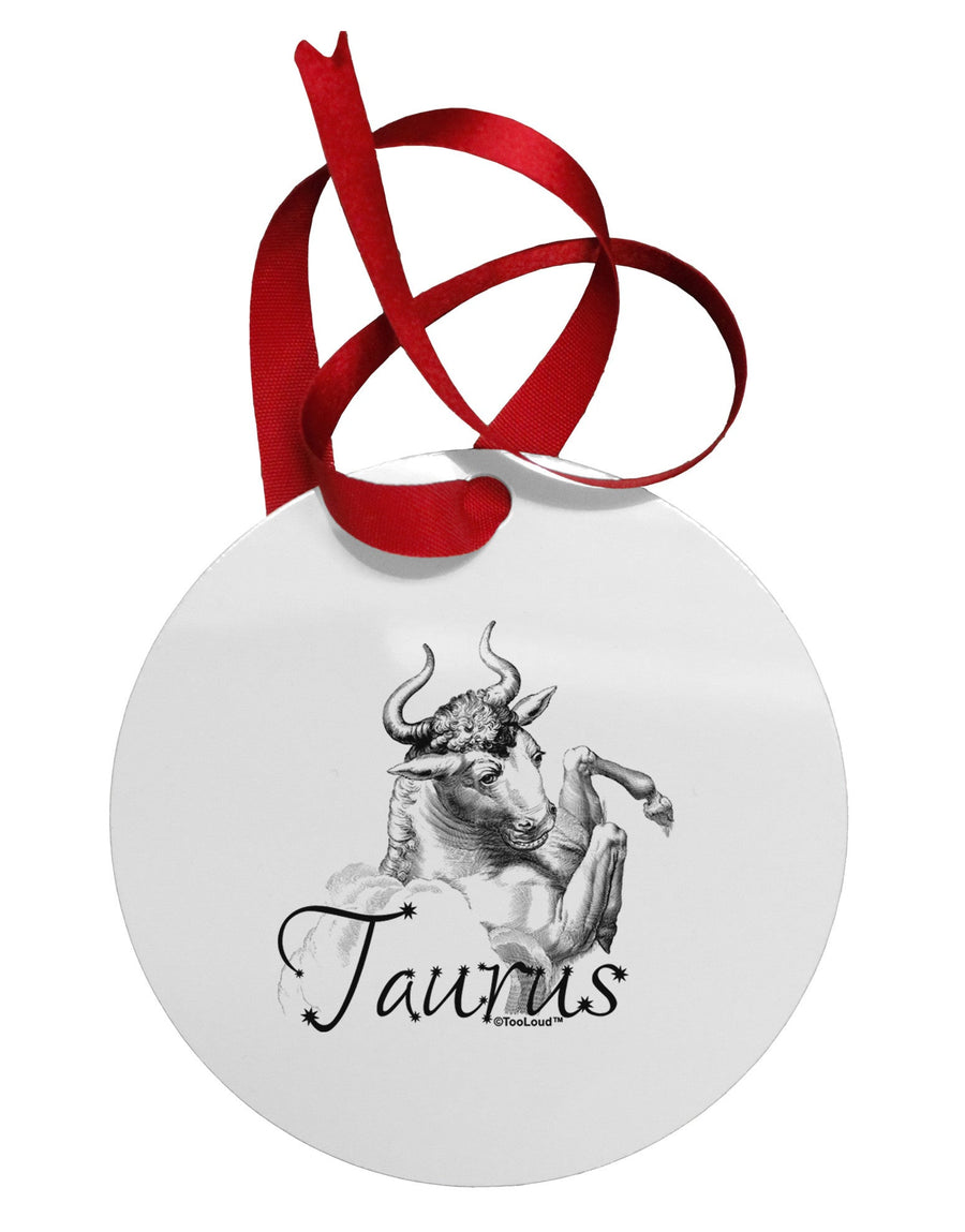 Taurus Illustration Circular Metal Ornament-Ornament-TooLoud-White-Davson Sales