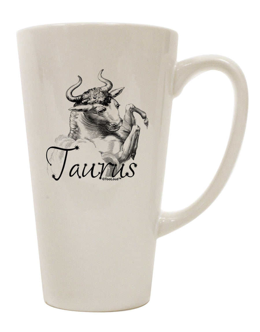 Taurus Illustration - Exquisite 16 Ounce Conical Latte Coffee Mug - Perfect for Coffee Connoisseurs - TooLoud-Conical Latte Mug-TooLoud-White-Davson Sales