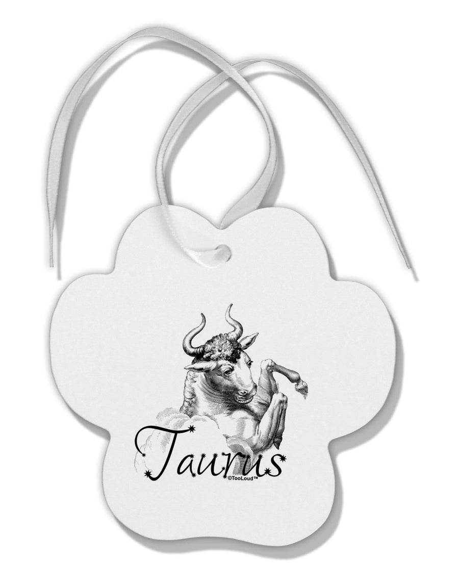 Taurus Illustration Paw Print Shaped Ornament-Ornament-TooLoud-White-Davson Sales