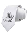 Taurus Illustration Printed White Necktie