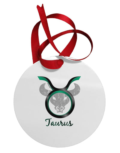 Taurus Symbol Circular Metal Ornament-Ornament-TooLoud-White-Davson Sales