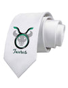 Taurus Symbol Printed White Necktie