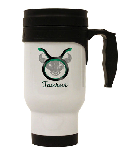 Taurus Symbol Stainless Steel 14oz Travel Mug-Travel Mugs-TooLoud-White-Davson Sales