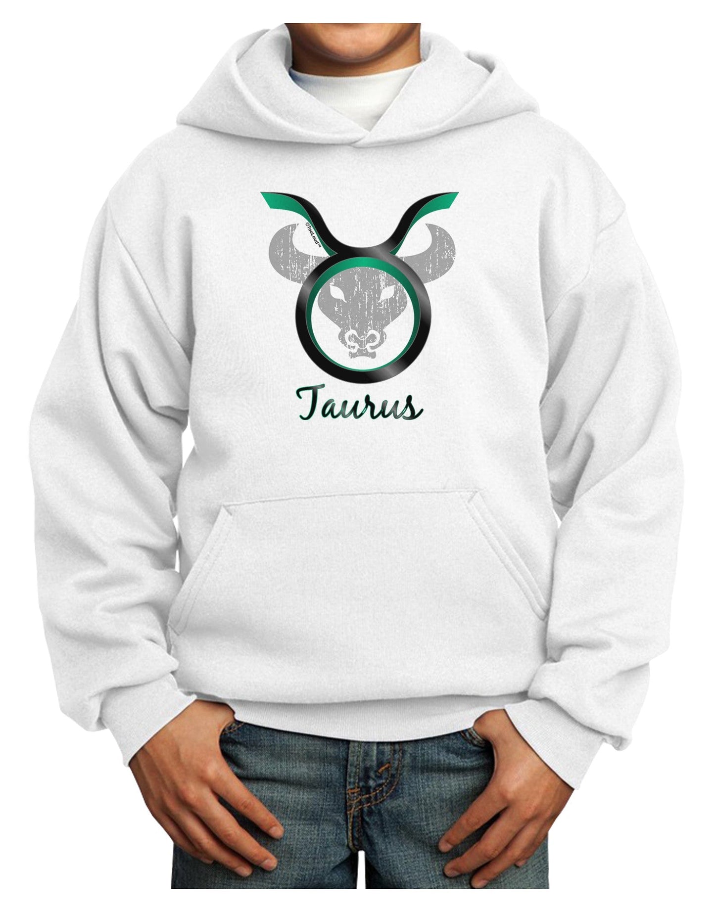 Taurus Symbol Youth Hoodie Pullover Sweatshirt-Youth Hoodie-TooLoud-White-XS-Davson Sales