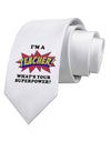 Teacher - Superpower Printed White Necktie