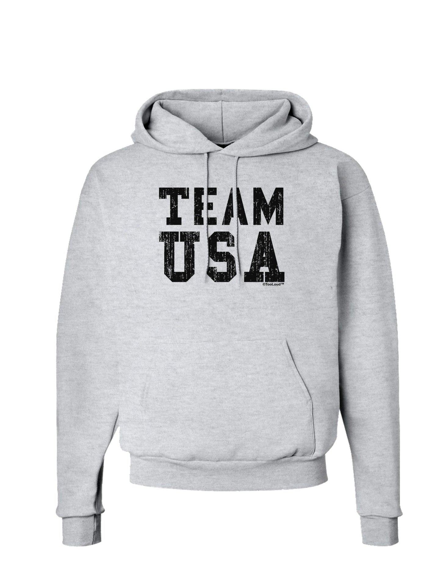 Team USA Distressed Text Hoodie Sweatshirt-Hoodie-TooLoud-AshGray-Small-Davson Sales