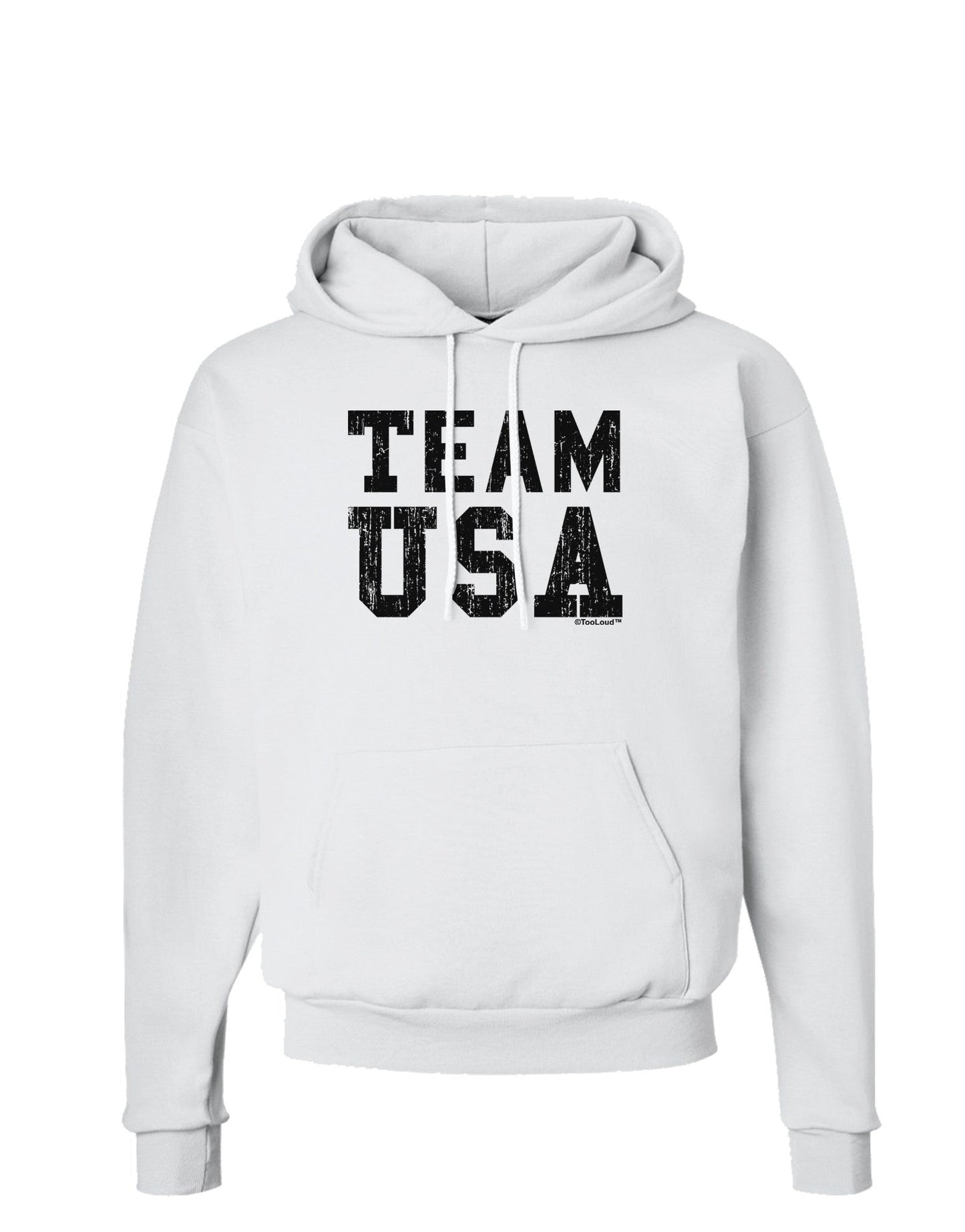Team USA Distressed Text Hoodie Sweatshirt-Hoodie-TooLoud-White-Small-Davson Sales