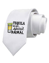 Tequila Is My Spirit Animal Printed White Necktie