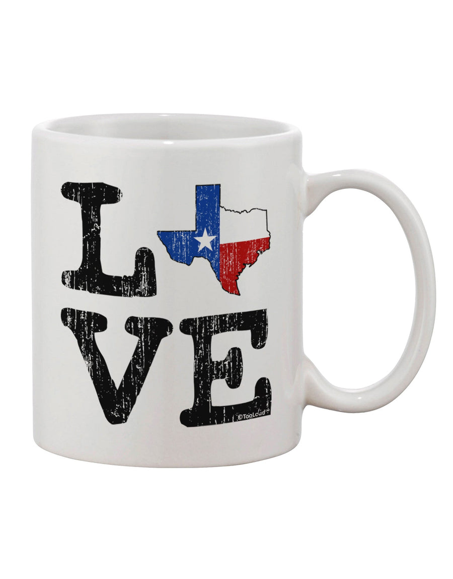 Texas Love Distressed Design 11 oz Coffee Mug - Crafted for Connoisseurs by a Drinkware Expert-11 OZ Coffee Mug-TooLoud-White-Davson Sales