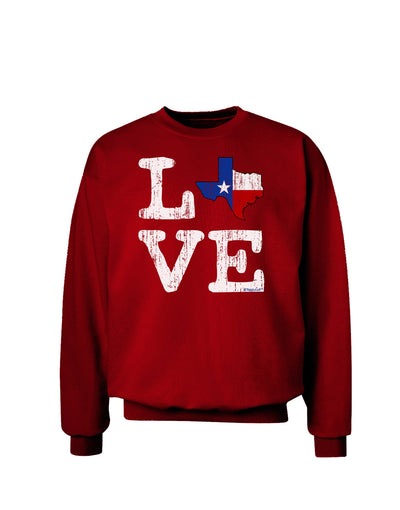 Texas Love Distressed Design Adult Dark Sweatshirt by TooLoud-Sweatshirts-TooLoud-Deep-Red-Small-Davson Sales