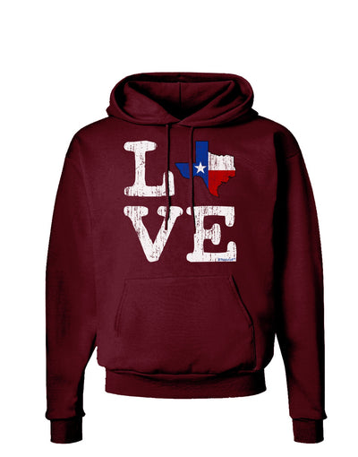 Texas Love Distressed Design Dark Hoodie Sweatshirt by TooLoud-Hoodie-TooLoud-Maroon-Small-Davson Sales