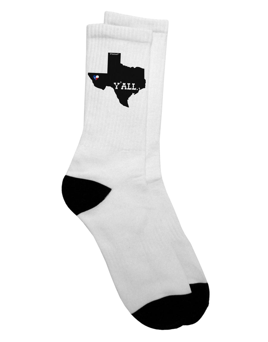 Texas State Y'all Design with Flag Heart Adult Crew Socks - Expertly Crafted by TooLoud-Socks-TooLoud-White-Ladies-4-6-Davson Sales