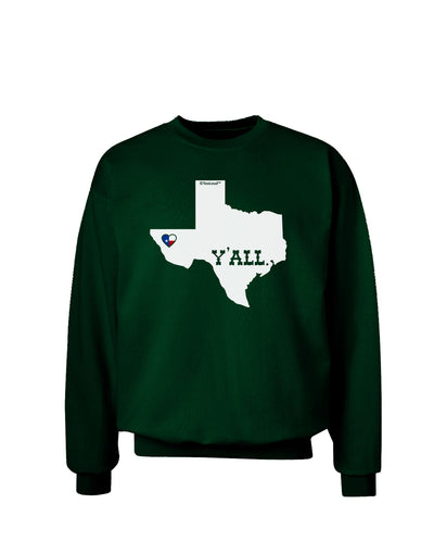 Texas State Y'all Design with Flag Heart Adult Dark Sweatshirt by TooLoud-Sweatshirts-TooLoud-Deep-Forest-Green-Small-Davson Sales