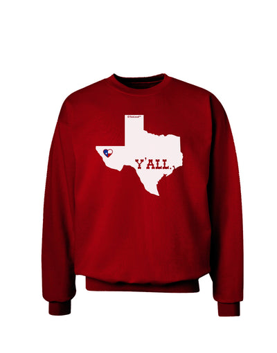 Texas State Y'all Design with Flag Heart Adult Dark Sweatshirt by TooLoud-Sweatshirts-TooLoud-Deep-Red-Small-Davson Sales