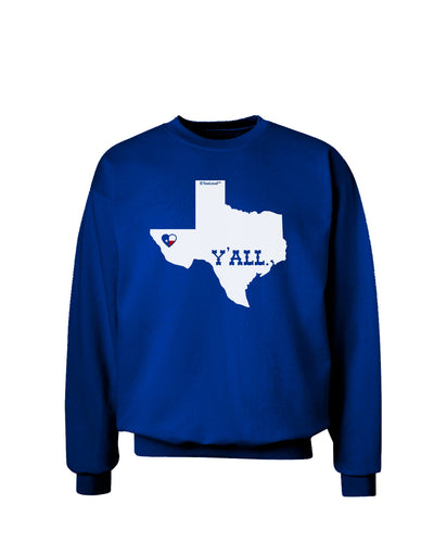 Texas State Y'all Design with Flag Heart Adult Dark Sweatshirt by TooLoud-Sweatshirts-TooLoud-Deep-Royal-Blue-Small-Davson Sales