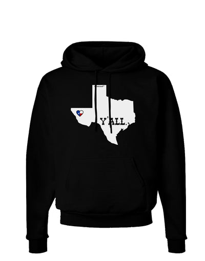 Texas State Y'all Design with Flag Heart Dark Hoodie Sweatshirt by TooLoud-Hoodie-TooLoud-Black-Small-Davson Sales