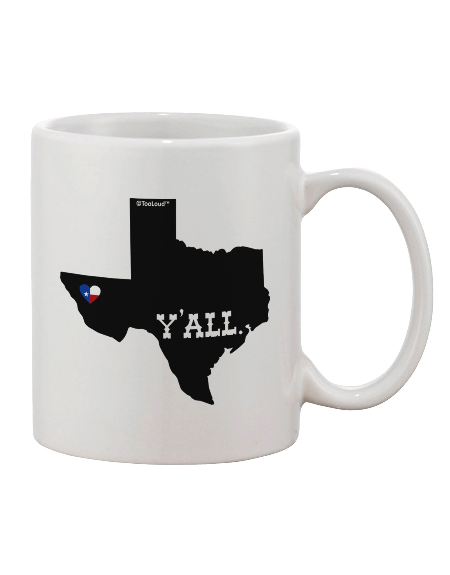Texas State Y'all Design with Flag Heart - Exquisite 11 oz Coffee Mug by TooLoud-11 OZ Coffee Mug-TooLoud-White-Davson Sales