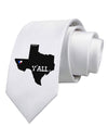 Texas State Y'all Design with Flag Heart Printed White Necktie by TooLoud