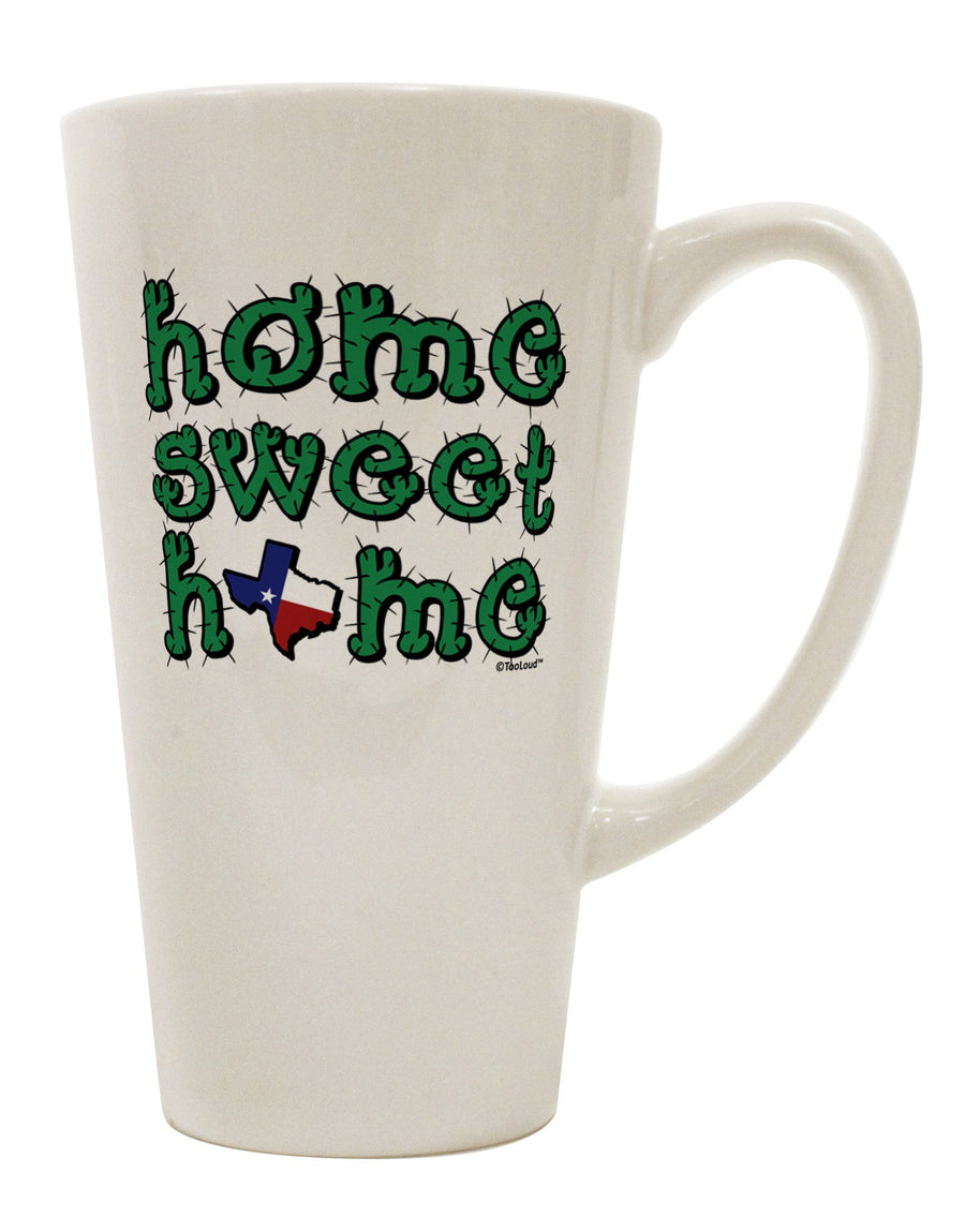 Texas-themed 16 Ounce Conical Latte Coffee Mug - Perfect for Home Sweet Home - Expertly Crafted by a Drinkware Connoisseur - TooLoud-Conical Latte Mug-TooLoud-White-Davson Sales