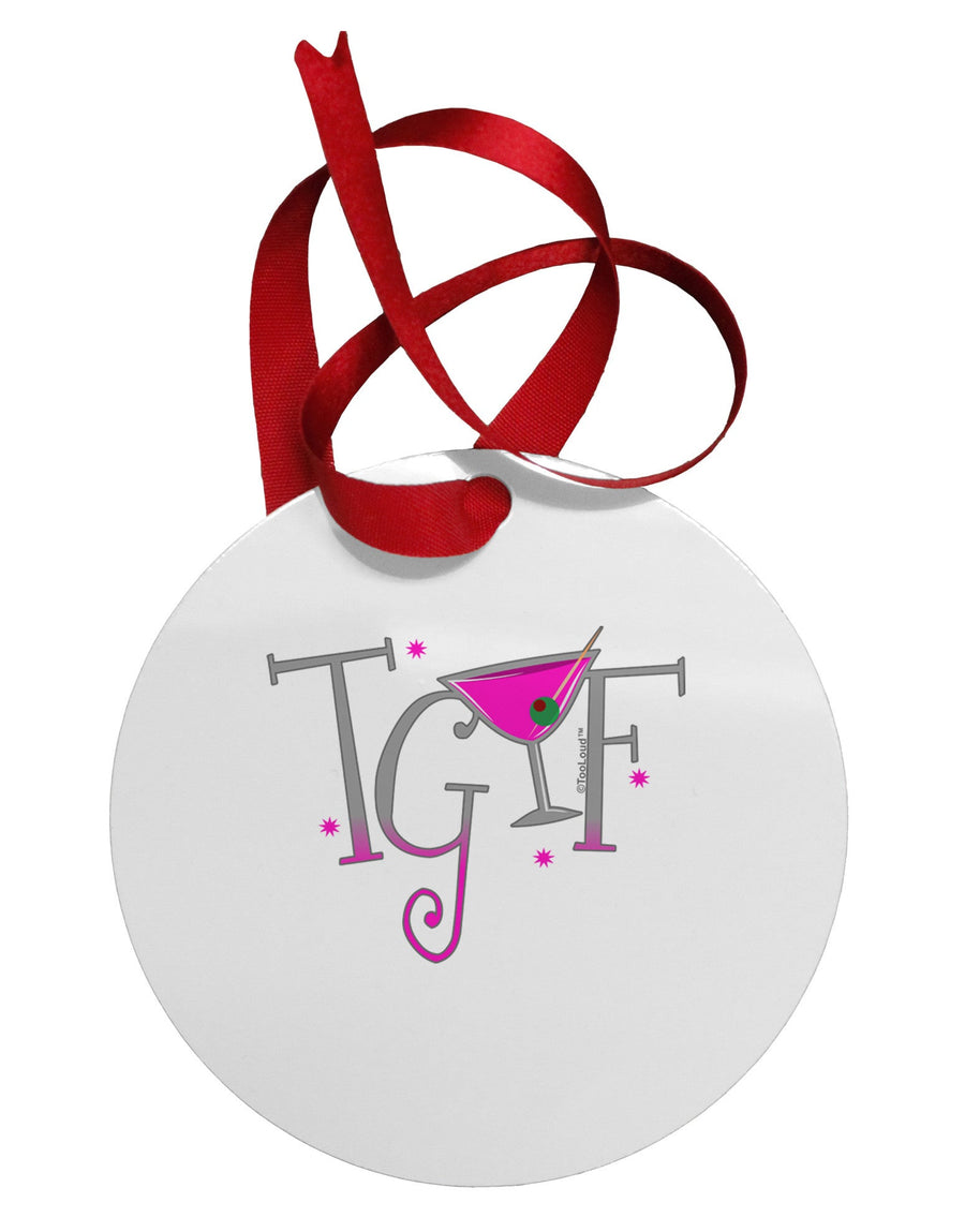 TGIF Martini Circular Metal Ornament-Ornament-TooLoud-White-Davson Sales