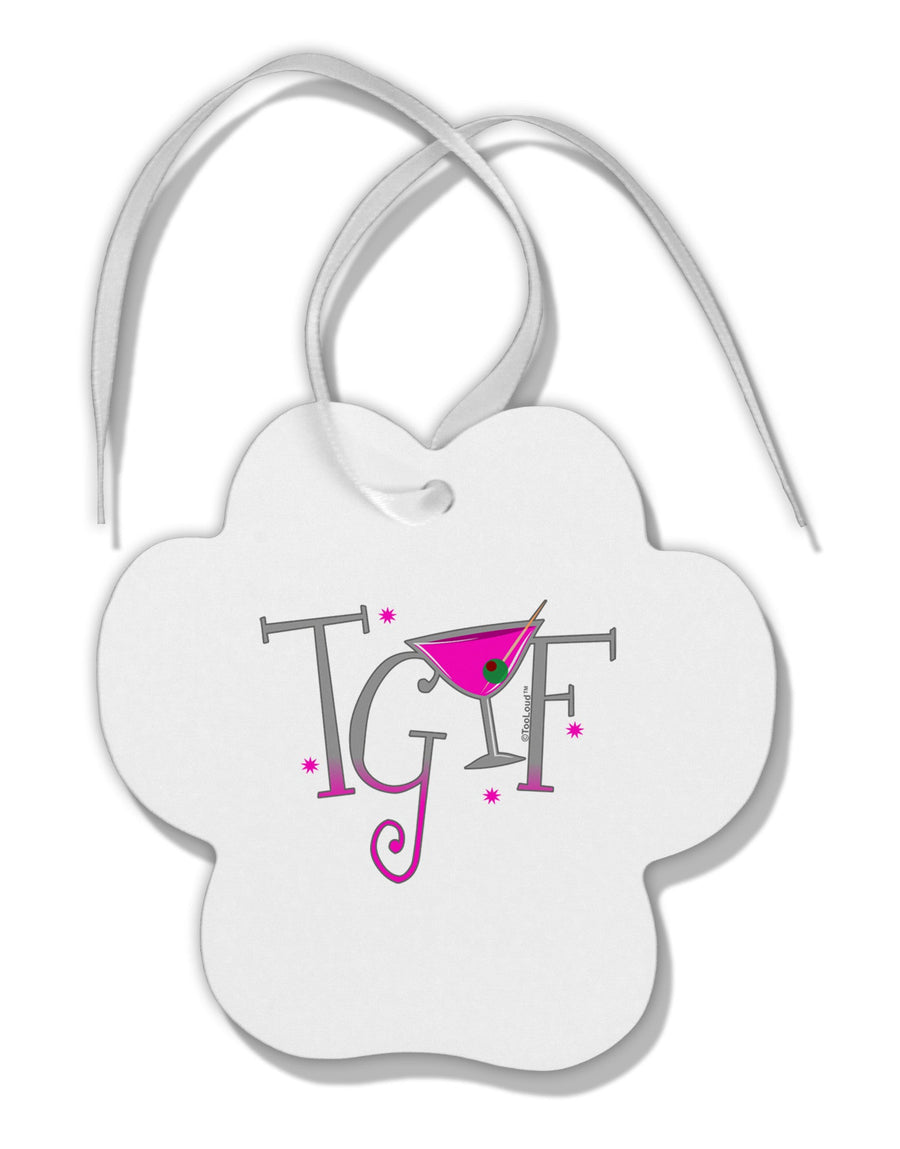 TGIF Martini Paw Print Shaped Ornament-Ornament-TooLoud-White-Davson Sales