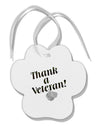 Thank A Veteran Paw Print Shaped Ornament-Ornament-TooLoud-White-Davson Sales