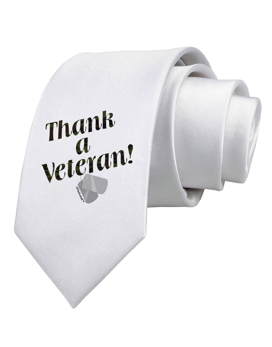 Thank A Veteran Printed White Necktie