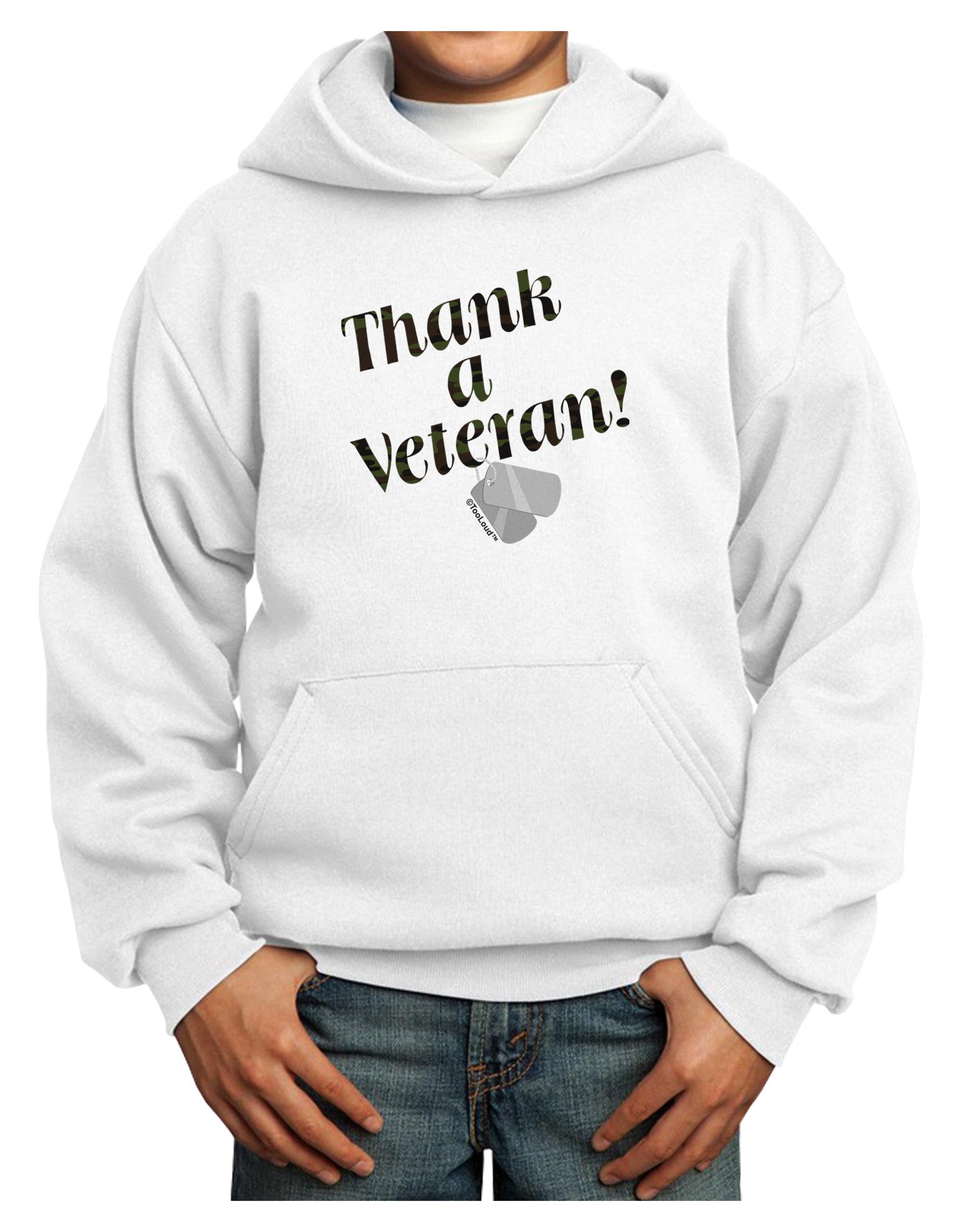Thank A Veteran Youth Hoodie Pullover Sweatshirt-Youth Hoodie-TooLoud-White-XS-Davson Sales