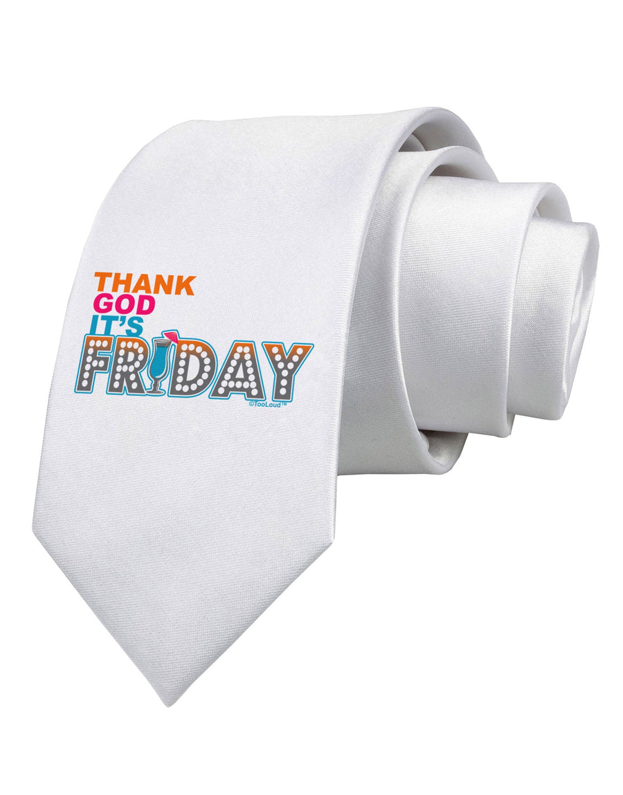 Thank God It's Friday Mixed Drink Printed White Necktie