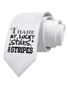 Thank My Lucky Stars and Stripes Printed White Necktie by TooLoud