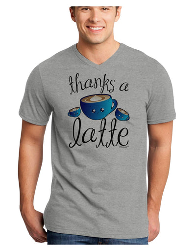 Thanks a Latte - Cute Mug Adult V-Neck T-shirt-Mens V-Neck T-Shirt-TooLoud-HeatherGray-Small-Davson Sales