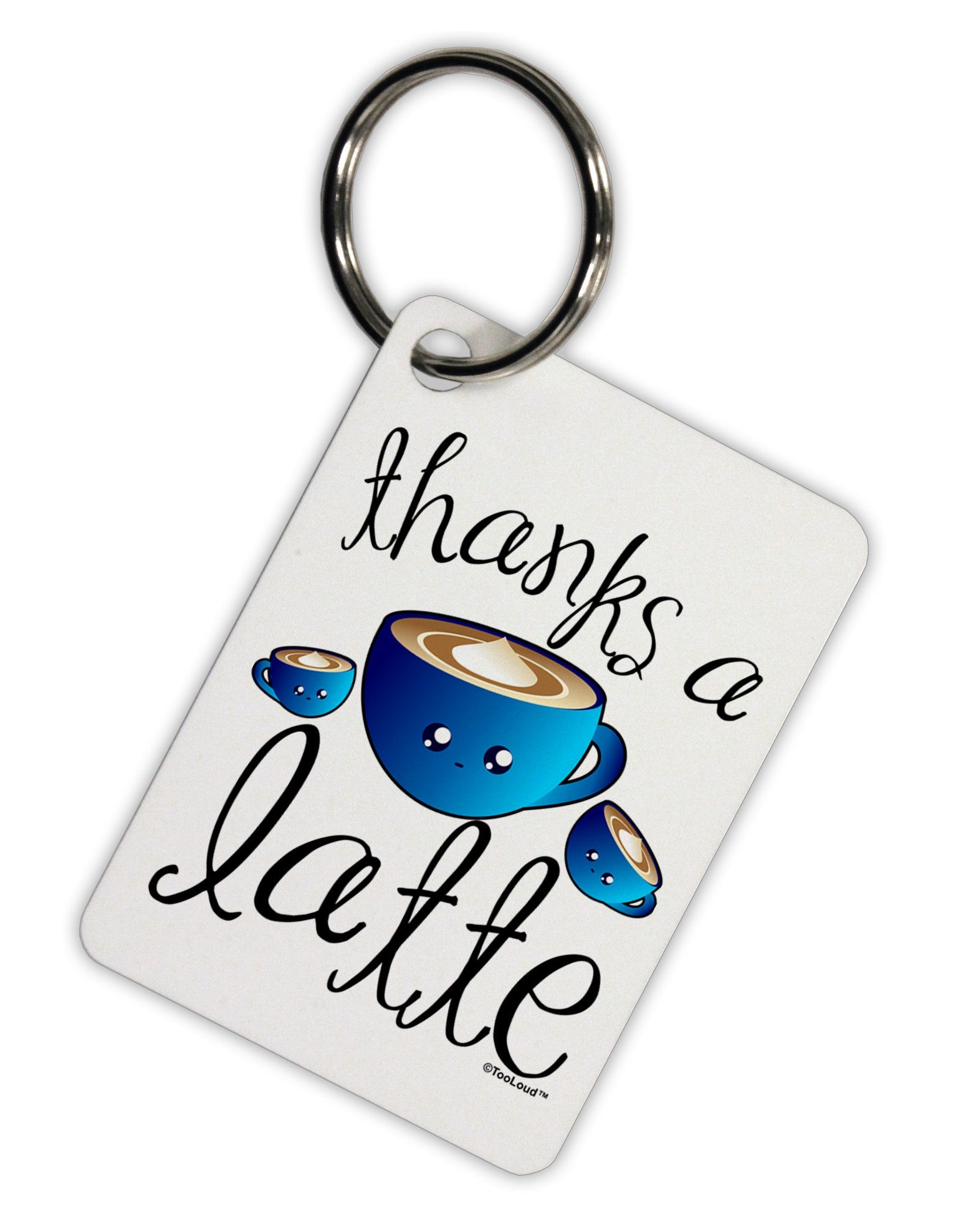 Thanks a Latte - Cute Mug Aluminum Keyring Tag-Keyring-TooLoud-White-Davson Sales